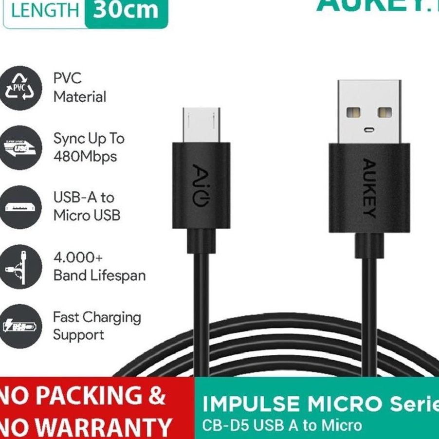 Terjamin  Aukey Cable Micro USB 2.0 30 cm (NO PACKING &amp; NO WARRANTY) ⁂