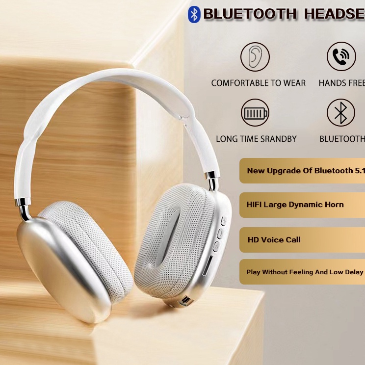 ・ HK P9 Bluetooth Headphone Bluetooth 5.1 IPX4 Waterproof Wireless Headphones HiFi Stereo Headset Su
