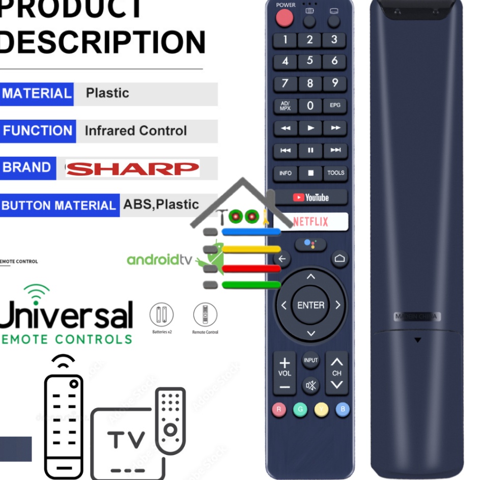 Terkini Znu REMOTE TV SHARP ANDROID SMART TV 602TV ❃ ★