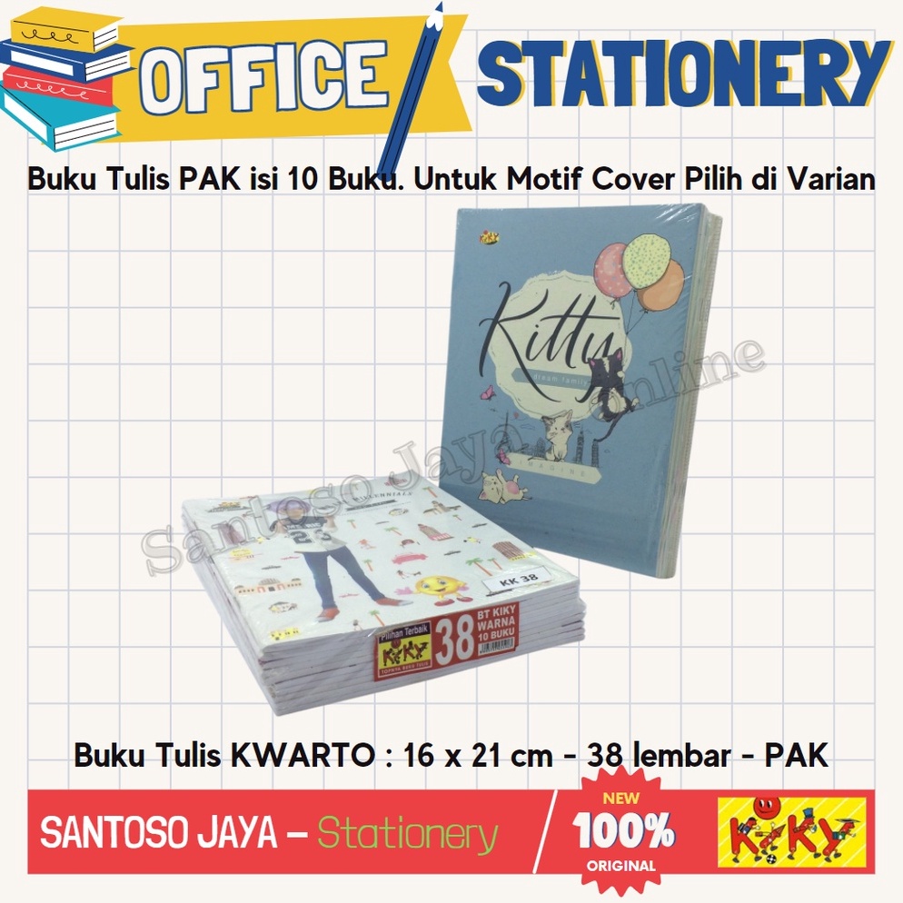 

◘|LarisBuku Tulis Kwarto KIKY 38 Lembar Warna - Polos 16x21 cm PAK - 10 Buku✣