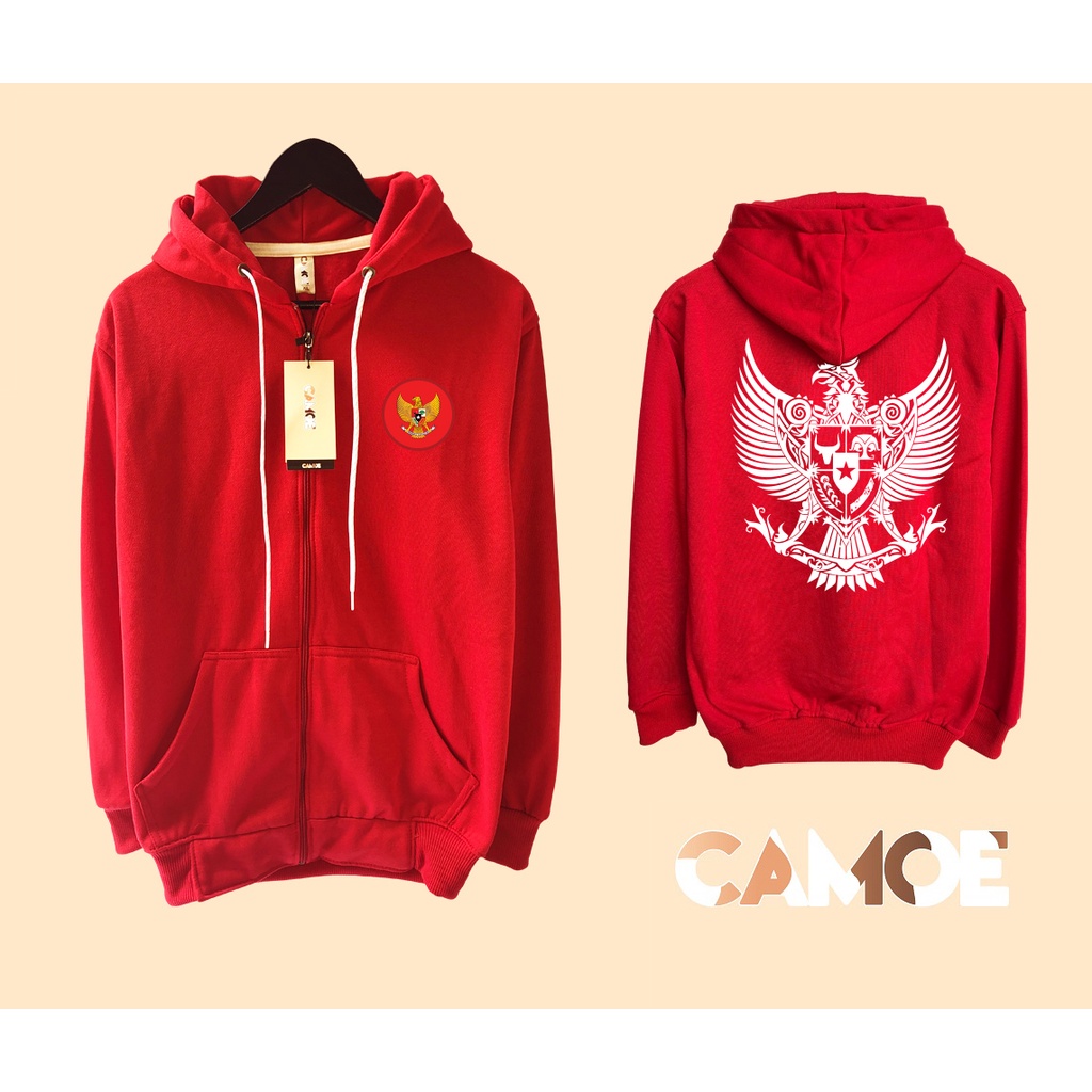 Jaket Hoodie Zipper CAMOE Garuda Indonesia Batik HUT RI Pancasila