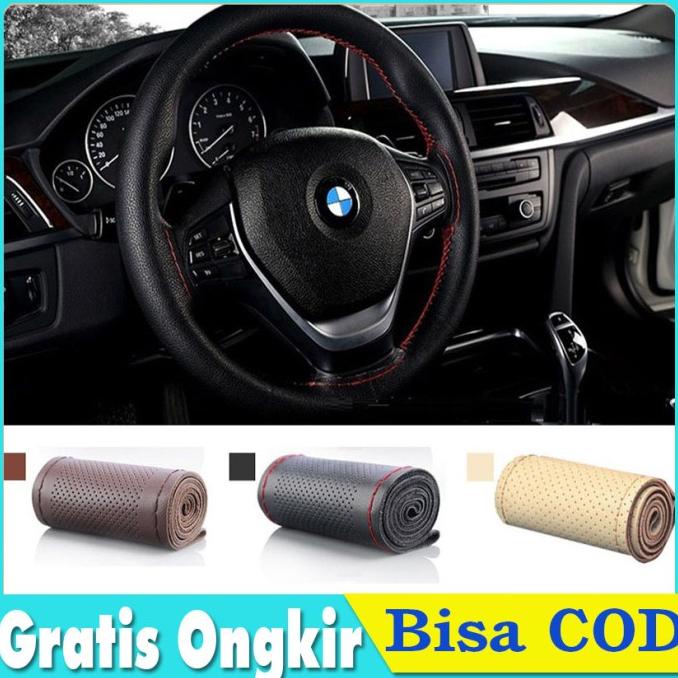 ___] 38cmDIY Dengan Alat Jahit Sarung Cover Stir/ Setir Mobil Kulit Asli