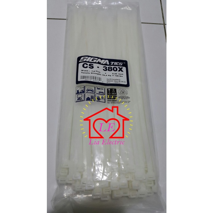 

Terlaris Kabel Ties / Kabel Tis / Cable Tie Cs 380 X Putih 38 Cm Sigma Cs380X