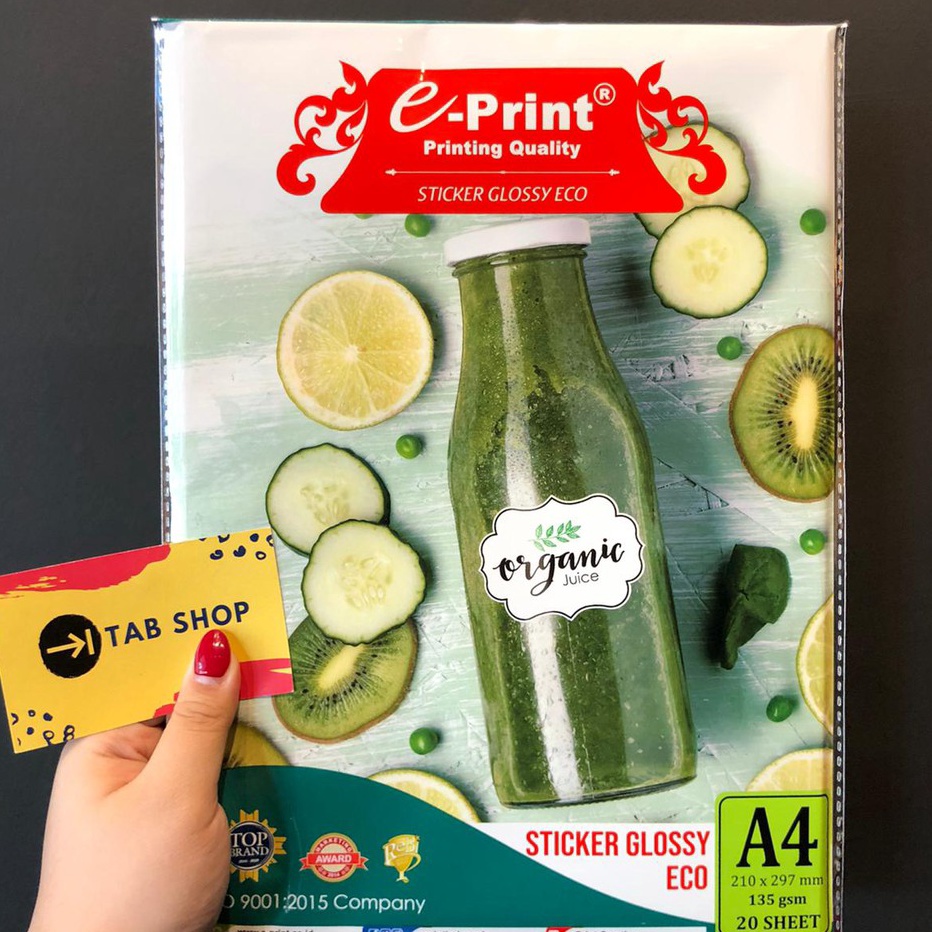 

CDXP5879 STAR TAB SHOP - EPRINT KERTAS STIKER MENGKILAP EKONOMIS A4 135 GSM - E-PRINT GLOSSY STICKER ECO PHOTO PAPER A4 135 GSM 20 SHEETS