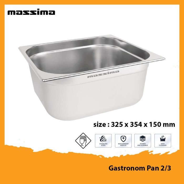 Stainless Steel Gastronom Food Pan Gn Pan 2/3 Tinggi 15 Cm 150 Mm