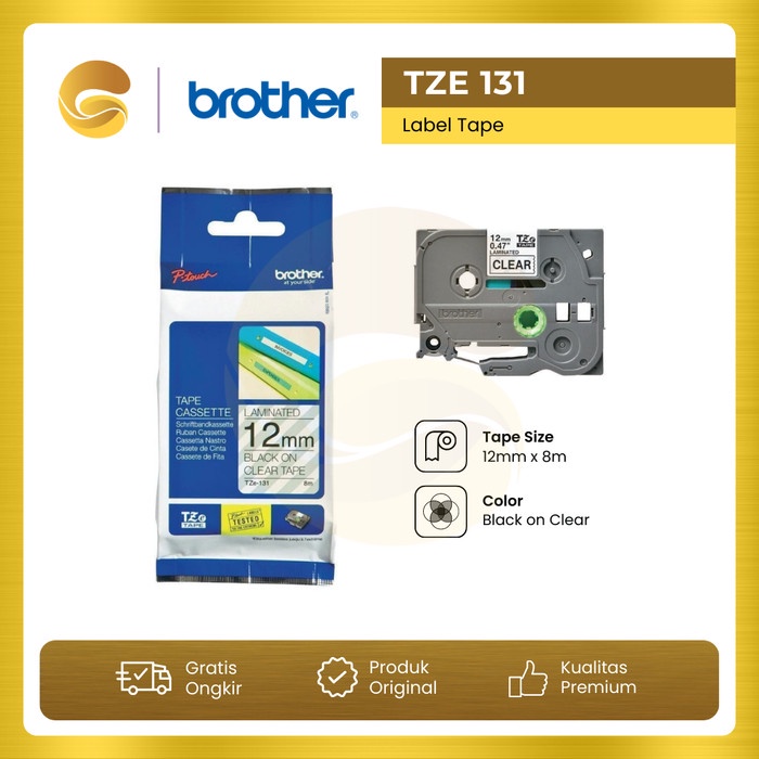 

BROTHER Label Tape TZE 131 12mm Black On Clear