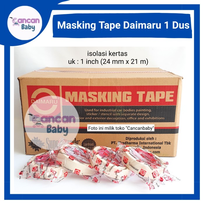

HRG DISKON Masking Tape 1 Inch Isolasi Lakban Kertas 24mm x 21m Daimaru 1 Dus