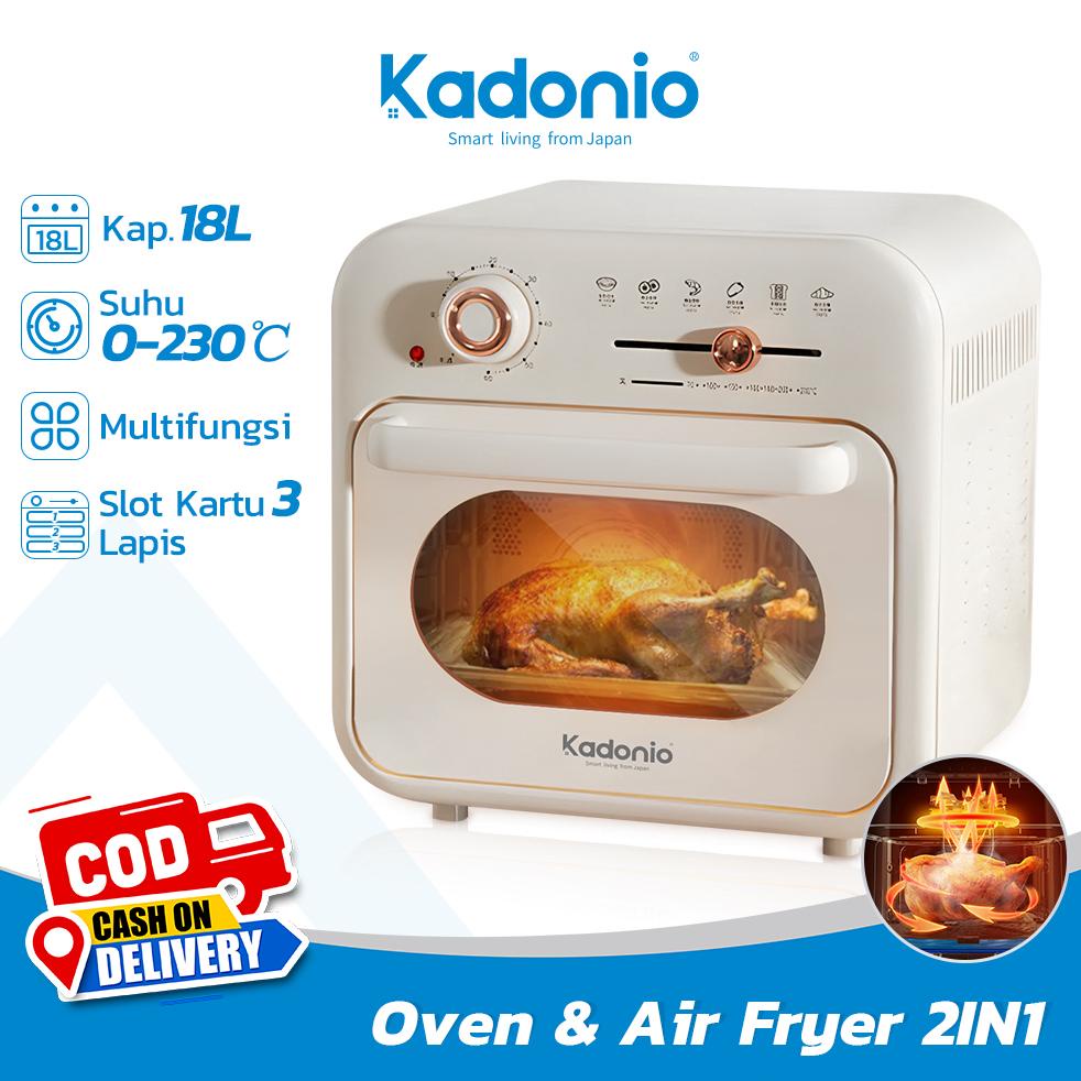 COD KADONIO Air Fryer Oven listrik 2in1 18L Wajan listrik Tanpa Minyak Multifungsi Mesin Panggangan 