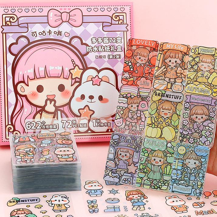 

8.8 [Big Sale] 72 Lembar Stiker Box Aesthetic Edisi Dodo Girl 1 Box Tld80 New !!