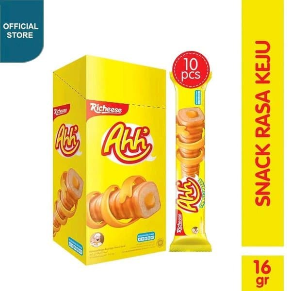 

Nabati Richeese Ahh 1000 1 Box isi 10 Bungkus Biskuit Roll Keju Triple Cheese Roll Nabati Richeese 1000