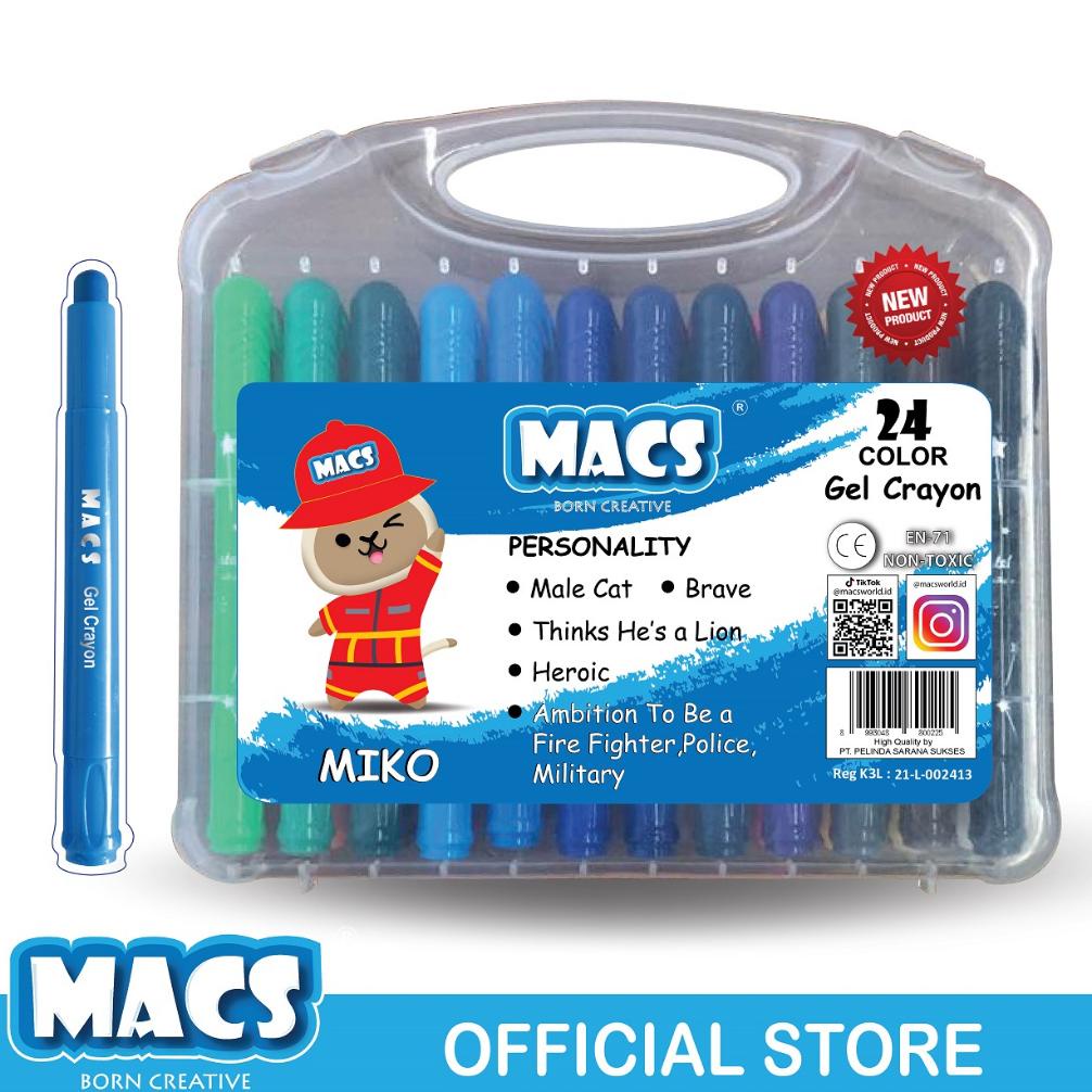 

8.8 Macs 24 Colors Gel Crayon Warna Grosir !!