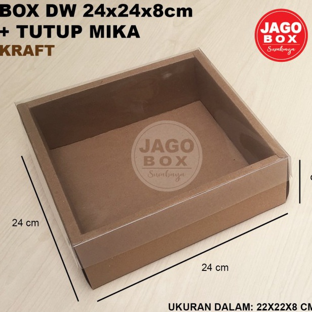 

♠ XIV 2257 Box DW Cake Roti Souvenir Kraft + Tutup Mika 22x22x8 cm (uk.dalam) ✨MEGA ⚡ALE✨ ♦