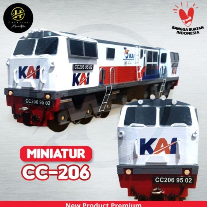 MUST HAVE BEST SELLER MINIATUR KERETA API KAYU SIDOARJO LOKO CC 206 LIVERY TERBARU