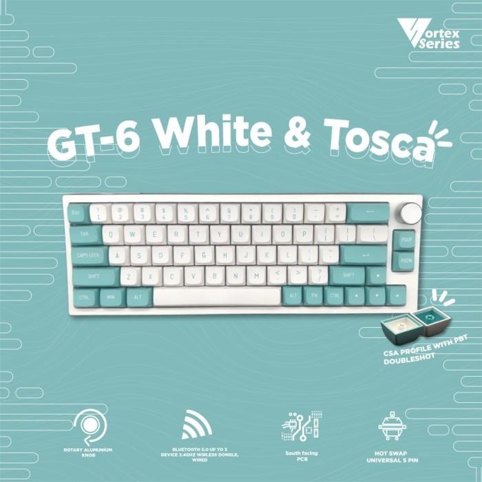 VORTEXSERIES GT6 WHITE & TOSCA WIRELESS MECHANICAL - GAMING KEYBOARD