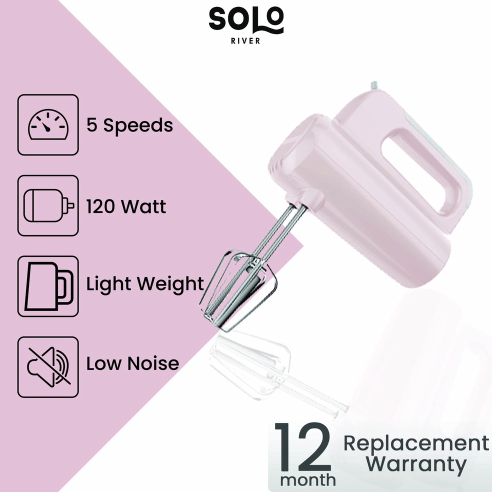 NEW STOCK SOLO RIVER Hand Mixer Putih Pengaduk Telur Kue Mixer Tangan BERGARANSI