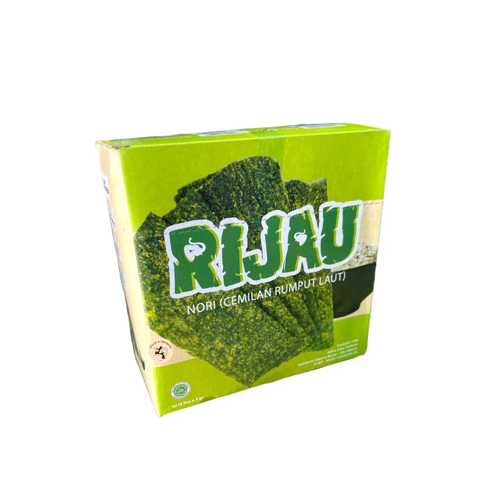 

Laris.. Rijau Nori Rumput Laut Rasa Ayam Bawang/Pedas/Ayam Goreng/BBQ 1 Box Isi 12 pcs @3g ABC