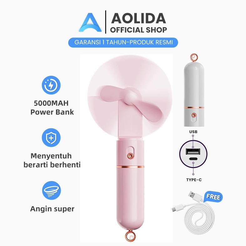 NEW ARRIVAL AOLIDA KIPAS ANGIN PORTABLE KIPAS ANGIN MINI DAPAT DIGUNAKAN POWERBANK 5000/10000MAH TYP