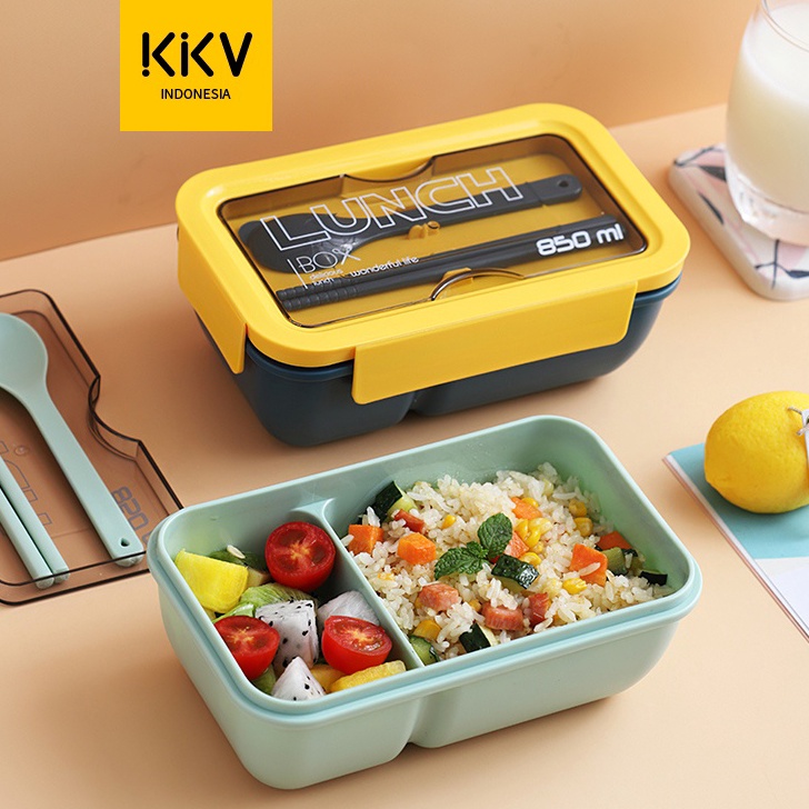 ➔➝✺❇ KKV - 40000KM·Rectangle lunch box/ Kotak makan / Kotak bekal Yellow-Blue / Green 850ml/FOOD  Co