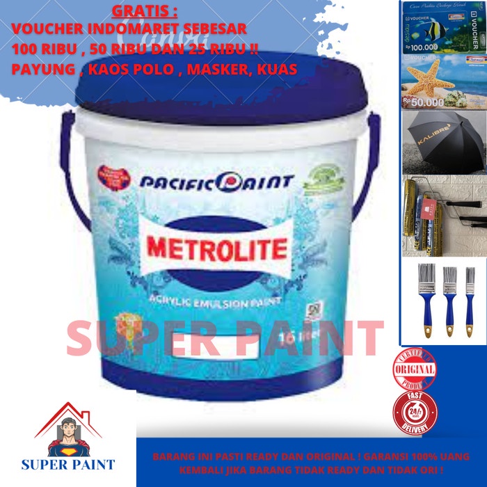 Terlaris Cat Tembok Metrolite Putih Kebiruan Ukuran 16Liter / Metrolit 25Kg