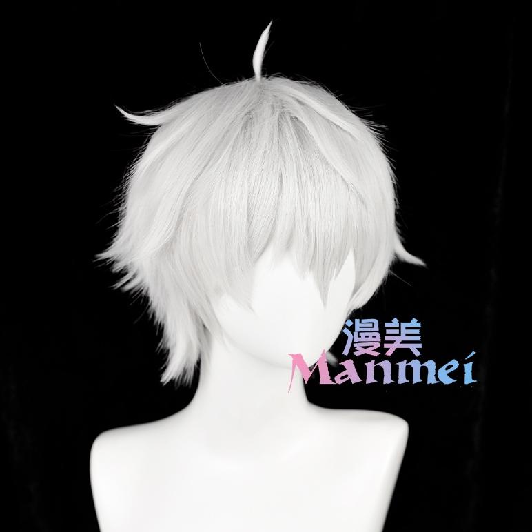 Baru Update Manmei Anime Blue Lock Seishiro Nagi Cosplay Wigs Silver White 30Cm Short Warping Cospla