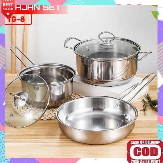 Set Panci Wajan Teflon Komplit Mengukus Murah Penci Kekinian Steamer Pannci Puanci Panas Masak Sayur