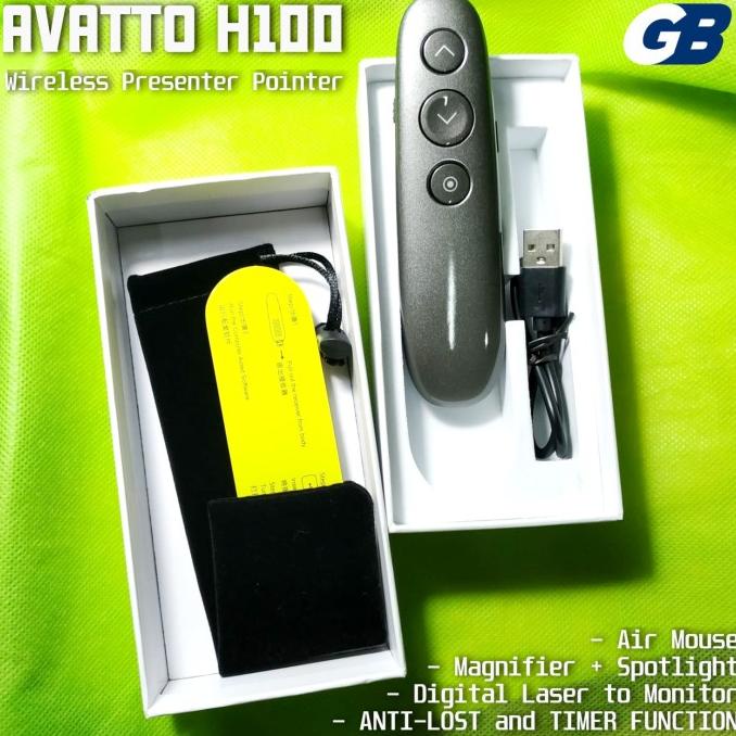Avatto H100 Digital Laser Spotlight Magnify Wireless Presenter Pointer Berkualitas