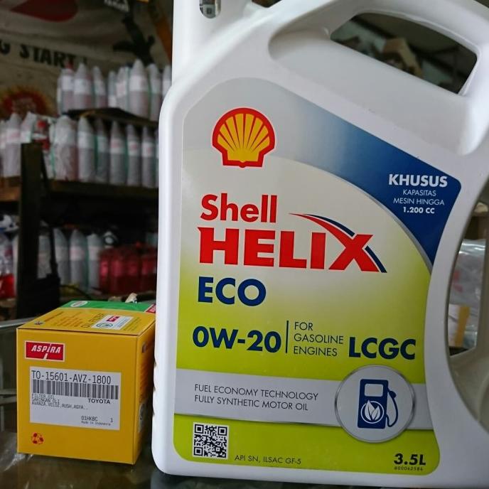 Paket ganti oli Shell Helix ECO 0w 20 oli mobil ayla agya calya sigra