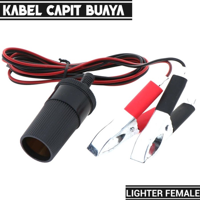 FREE ONGKIR KABEL JEPIT BUAYA KE AKI DENGAN UJUNG SOKET LIGHTER PEMANTIK FREE ONGKIR