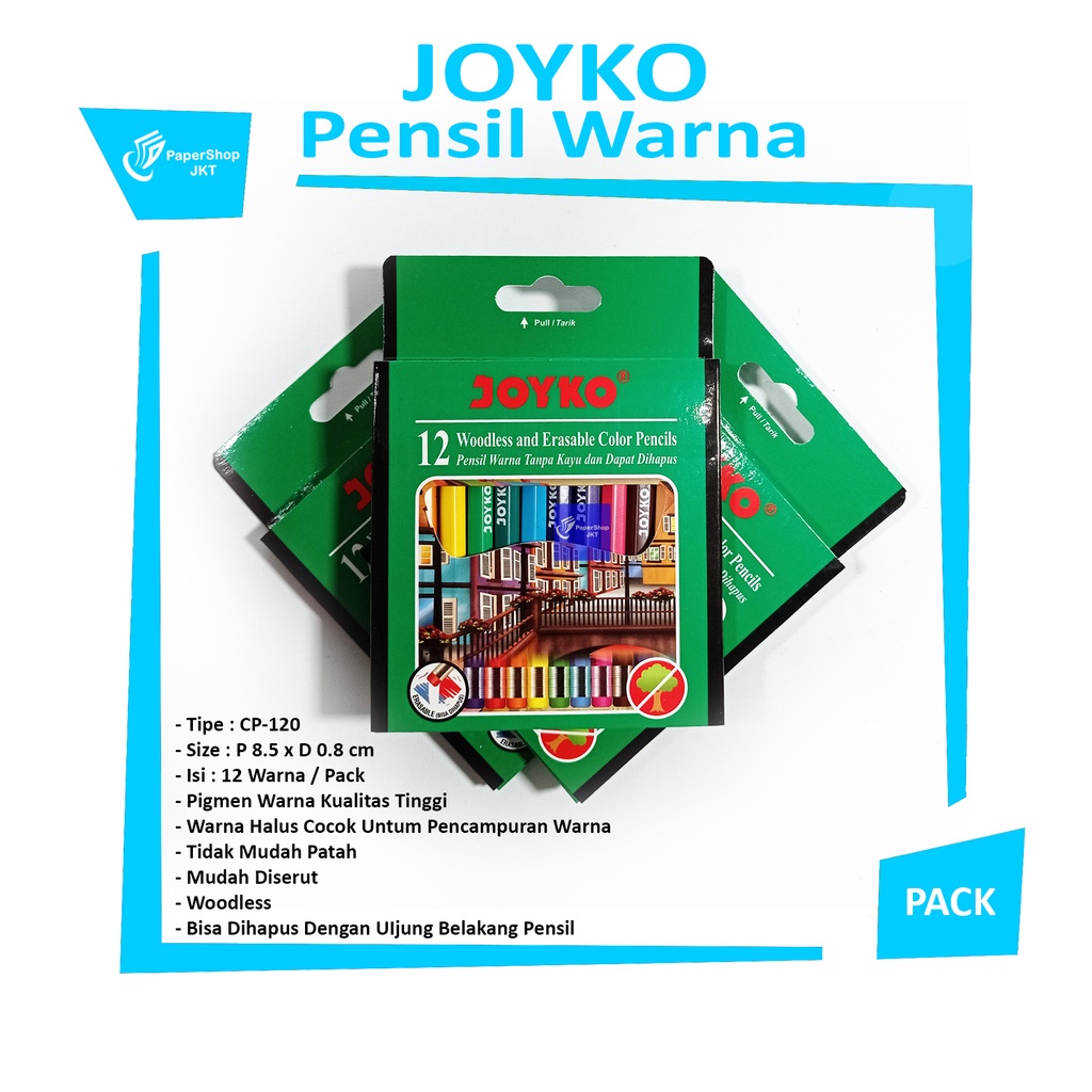 

FQS JOYKO - PENSIL WARNA DAPAT DIHAPUS COLOR PENCIL EBLE CP-120 - PCS TKV