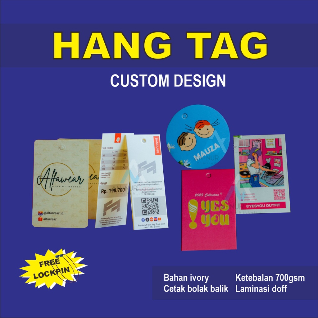 

[FREE TALI / LOCKPIN] Hangtag baju + tali hangtag tebal ketebalan 700gsm