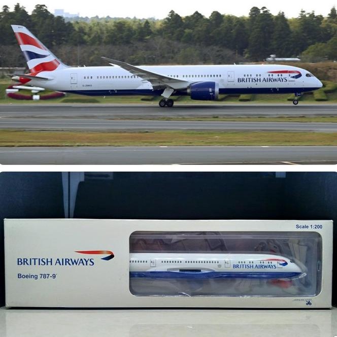 Diecast Pesawat British Airways B787-10 Hogan Wings(Plastik) 1:200