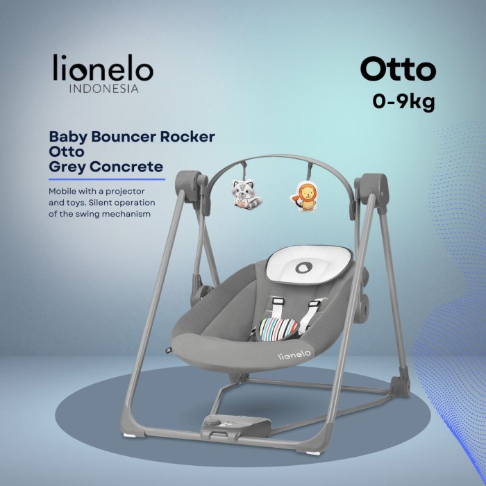 Best Seller Lionelo Baby Bouncer Rocker Otto Grey Concrete