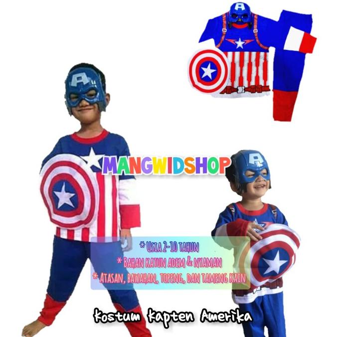 Baju Anak / Stelan / Kostum Captain America / Kapten Amerika