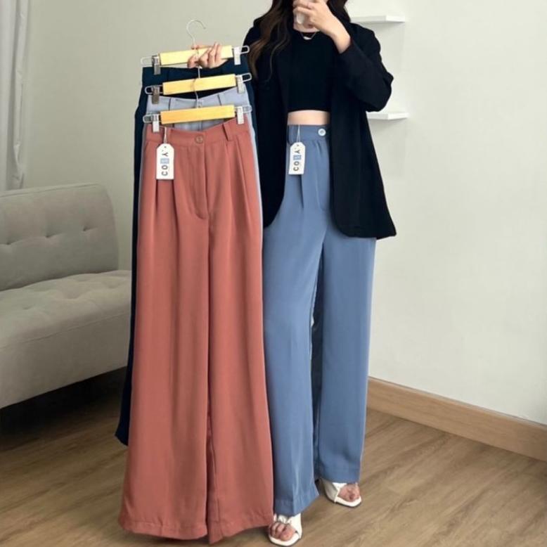 TERPERCAYA Meira Pants Loose Pants Trousers Wanita [versi kain TEBAL] Anti Lecek - Celana Anti Kusut