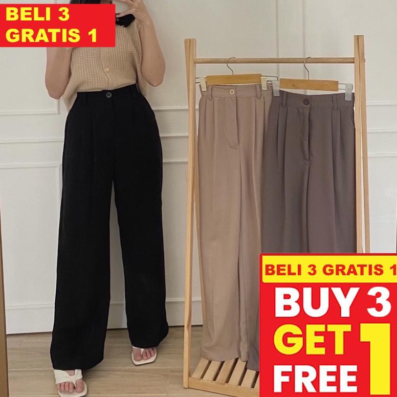 TERPERCAYA LOOSE PANTS TROUSERS CELANA ANTI KUSUT WANITA CELANA KULOT WANITA CELANA KANTOR FORMAL CE
