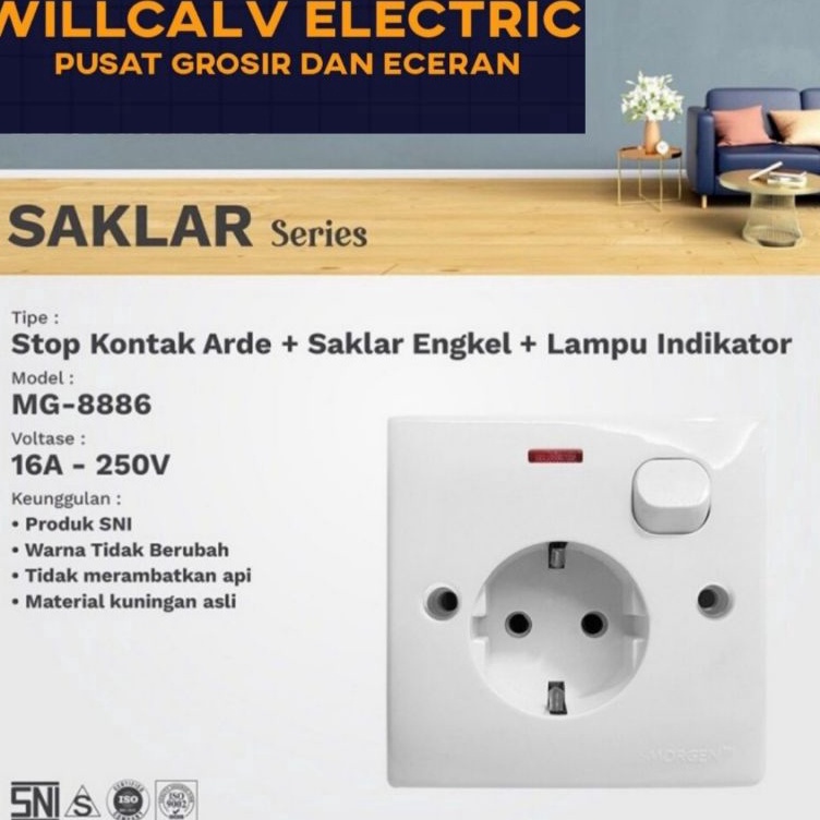 PROMO TERUPDATE  MORGEN STOP KONTAK PLUS SAKLAR MG-8886 / STOP KONTAK PLUS SAKLAR MORGEN MG-8886