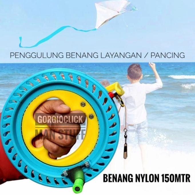:=:=:=:=] Penggulung Benang Layangan / Pancing Tali Nylon 150 meter
