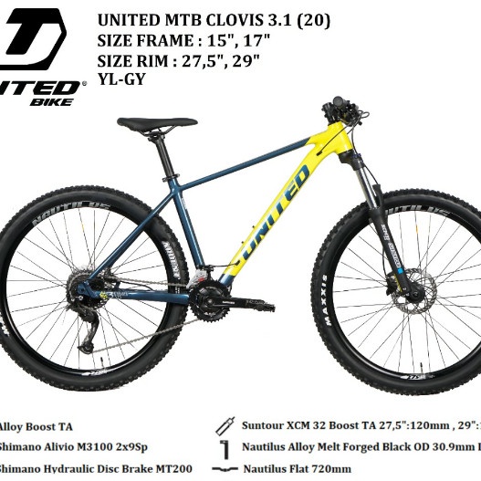 sepeda gunung 27,5" UNITED CLOVIS 3.1 ALLOY HIDROLIC