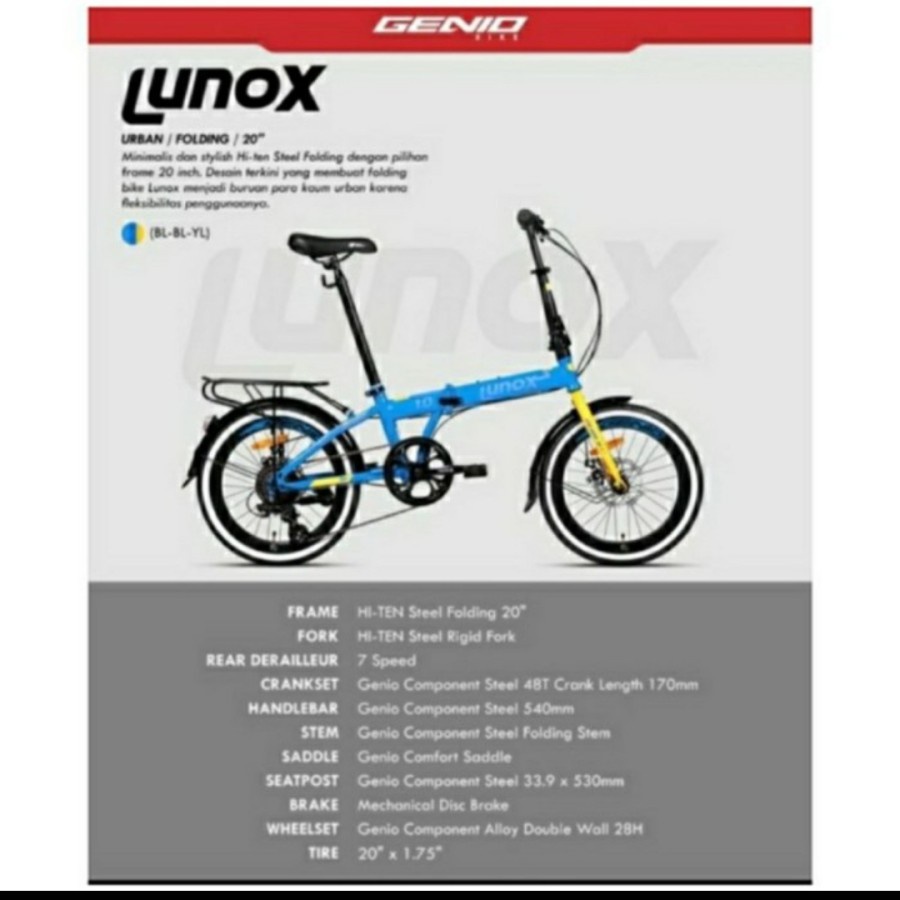 sepeda lipat 20" GENIO LUNOX 1.0