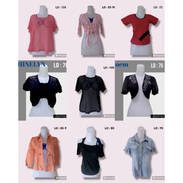 (Preloved) - Atasan dan Outer Premium Crop, Rajut, Jaring