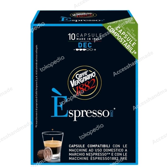 

Cafe Vergnano 1882 Espresso Decaf kopi kapsul Italy coffee capsule 10x