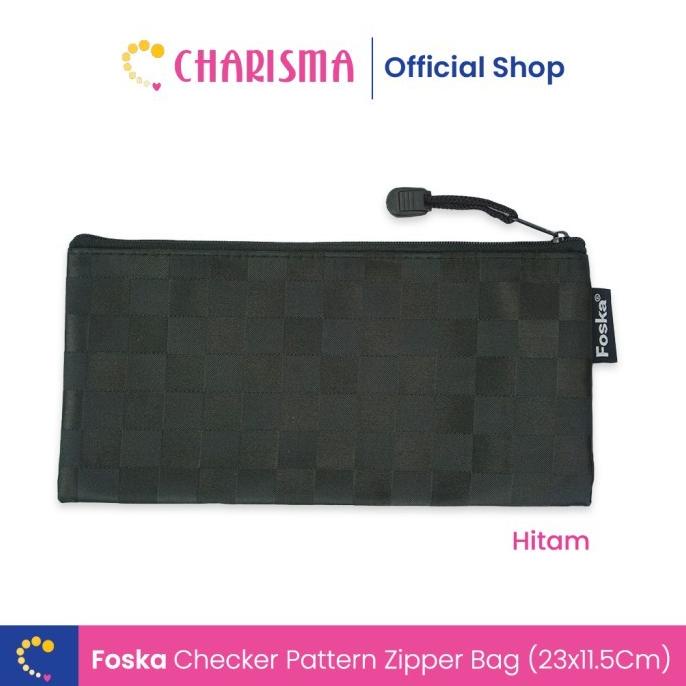 

Terbaru Zipper Storage Bag Kecil - Foska Pocket Map Zipper Pencil Case - Hitam
