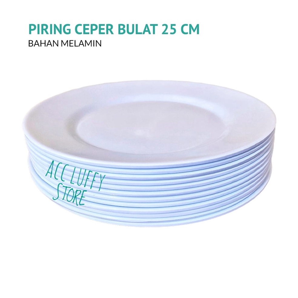 PALING DIMINATI. Satu Lusin/12 PCS piring Prasmanan - Piring Melamin Bulat Ceper Besar - Piring Mela