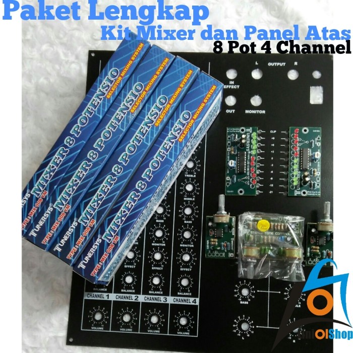 nice Paket Lengkap Kit Mixer Dan Panel Atas 8 potensio 4 Channel