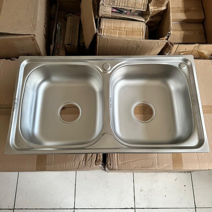 Terlaris Bak Cuci Piring 2 Lubang Stainless Kitchen Sink Termurah Wastafel