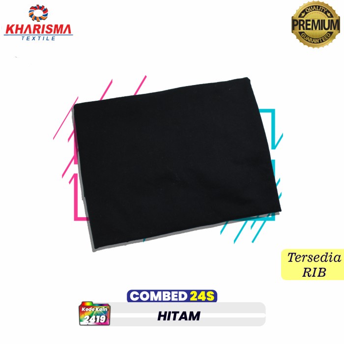 Bahan kain cotton combed 24s Hitam