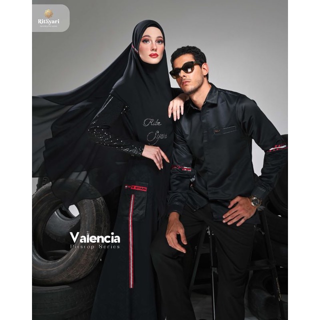 [RITZ SYARI] GAMIS SYARI / DRES SET PRINTING "VALENCIA PITSTOP SERIES SET" BY RITZ SYARI