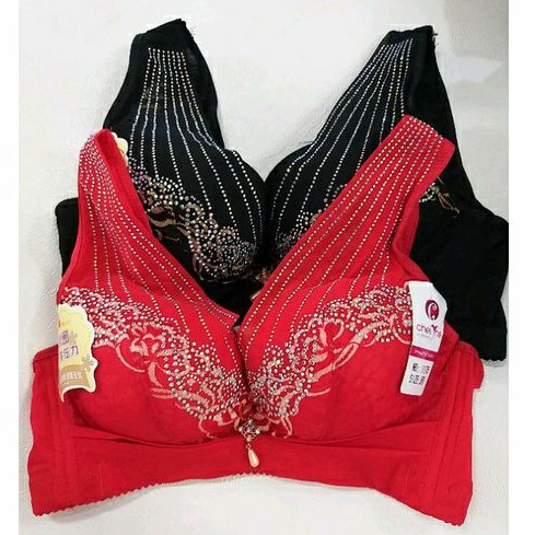 Chelyne Bra Big Size Busa Tipis Tanpa Kawat Kait 4 Cup C art.1175