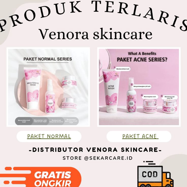 ✨12.12✨ TERLARIS ! PAKET VENORA BEAUTY SKINCARE mengobati jerawat dan mencerahkan bikin glowing BPOM