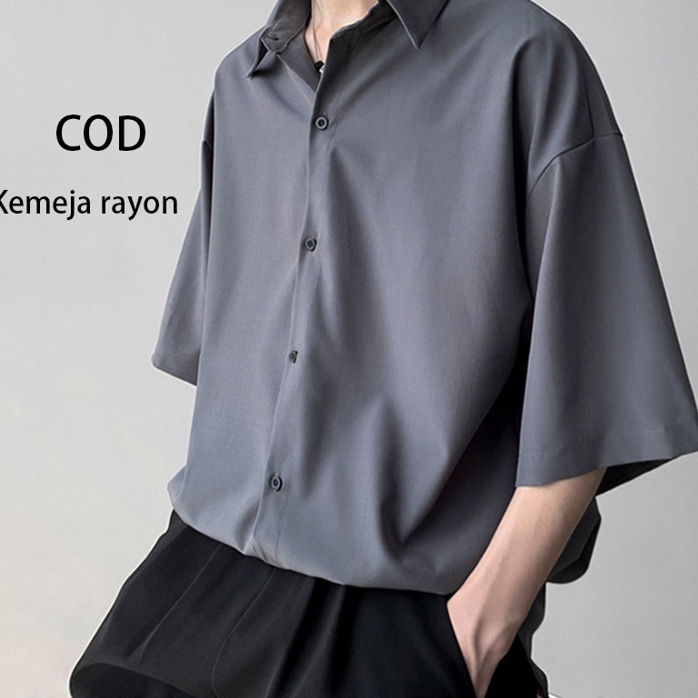 VIRAL. Kemeja Rayon Kasual kemeja oversize pria kemeja polos pria Kemeja KOREA STYLE Pria oversize k